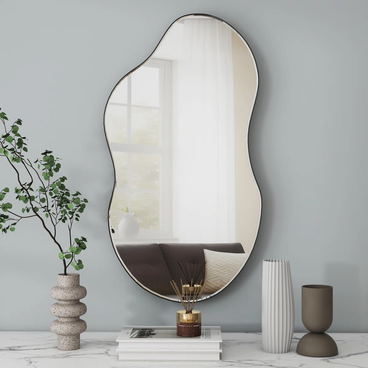 Ashane Asymmetrical Wall Mirror Metal Frame - Image 2