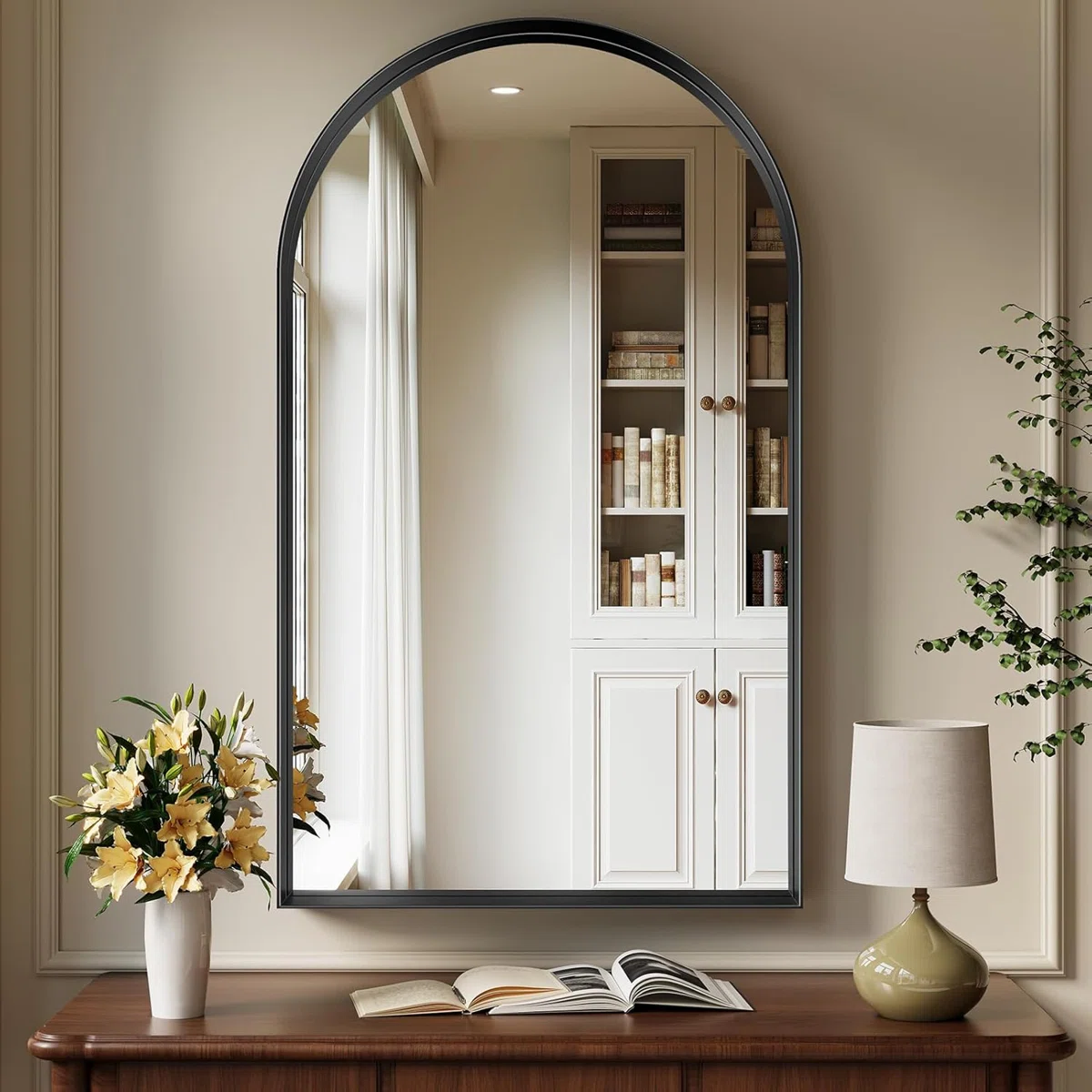 Axia 40''x30'' Metal Arch Wall Mounted Mirror for Bathroom, Living Room, Entryway - Image 2