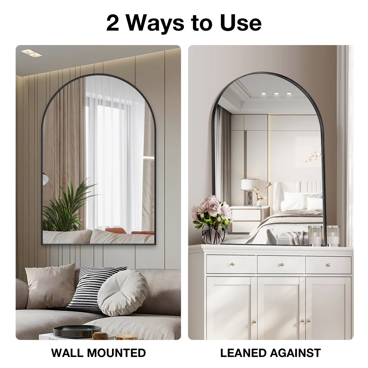 Axia 40''x30'' Metal Arch Wall Mounted Mirror for Bathroom, Living Room, Entryway - Image 4